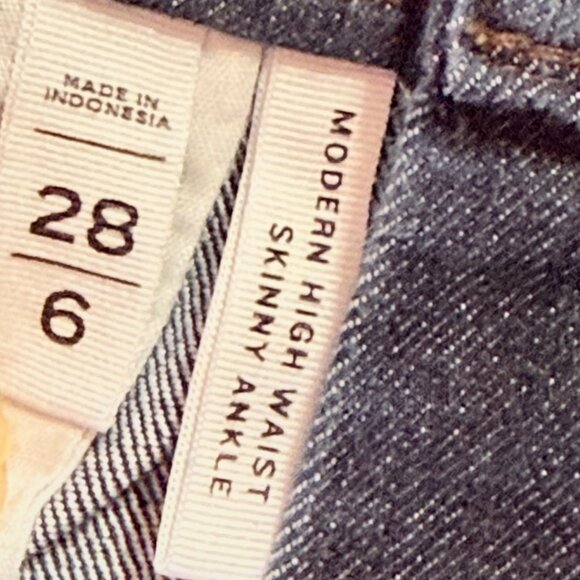 LOFT Women's Stretch Modern High Waist Blue Denim Skinny Ankle Jeans Size 28 - Picture 6 of 11